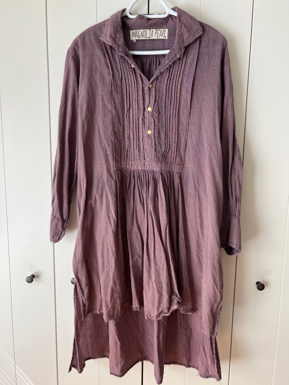 Magnolia Pearl purple pre faded and distressed long tunic blouse as is.